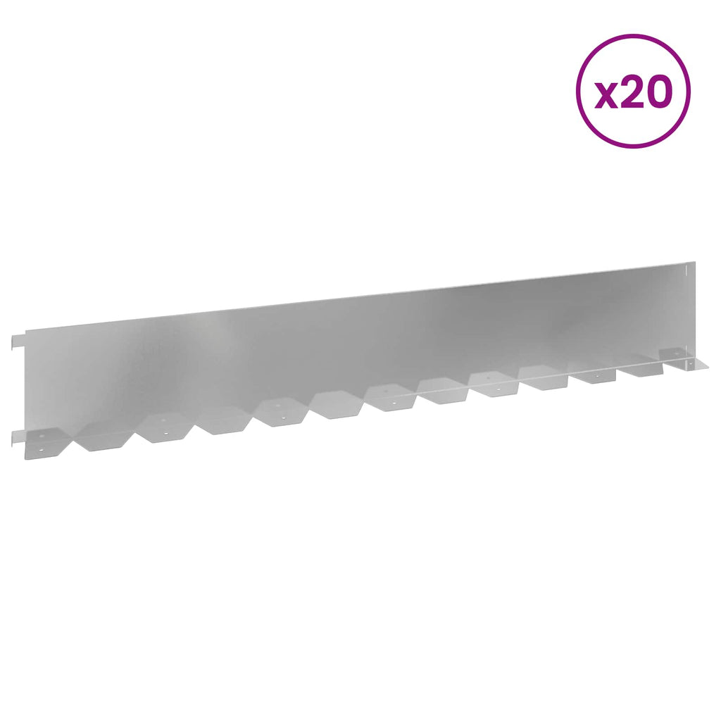 vidaXL Krawężnik do trawnika 20 pcs 102 x 15 x 4 cm Stal srebrny