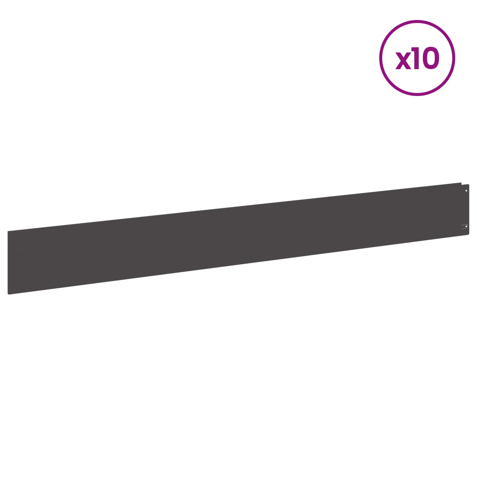 vidaXL Krawężnik do trawnika 10 pcs 100 x 12 cm Stal Czarny