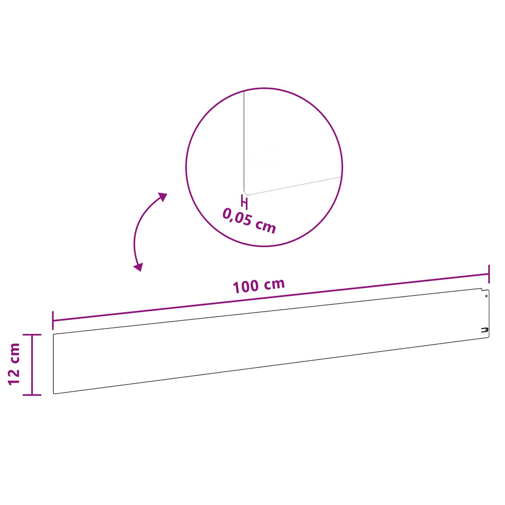 vidaXL Krawężnik do trawnika 30 szt. 100 x 12 cm Stal Biały