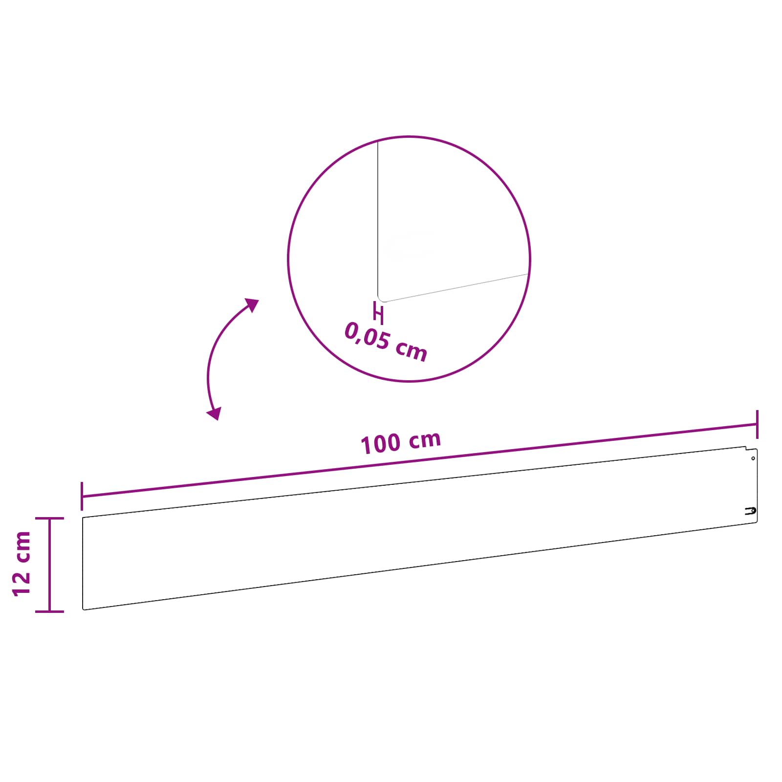 vidaXL Krawężnik do trawnika 30 szt. 100 x 12 cm Stal Biały