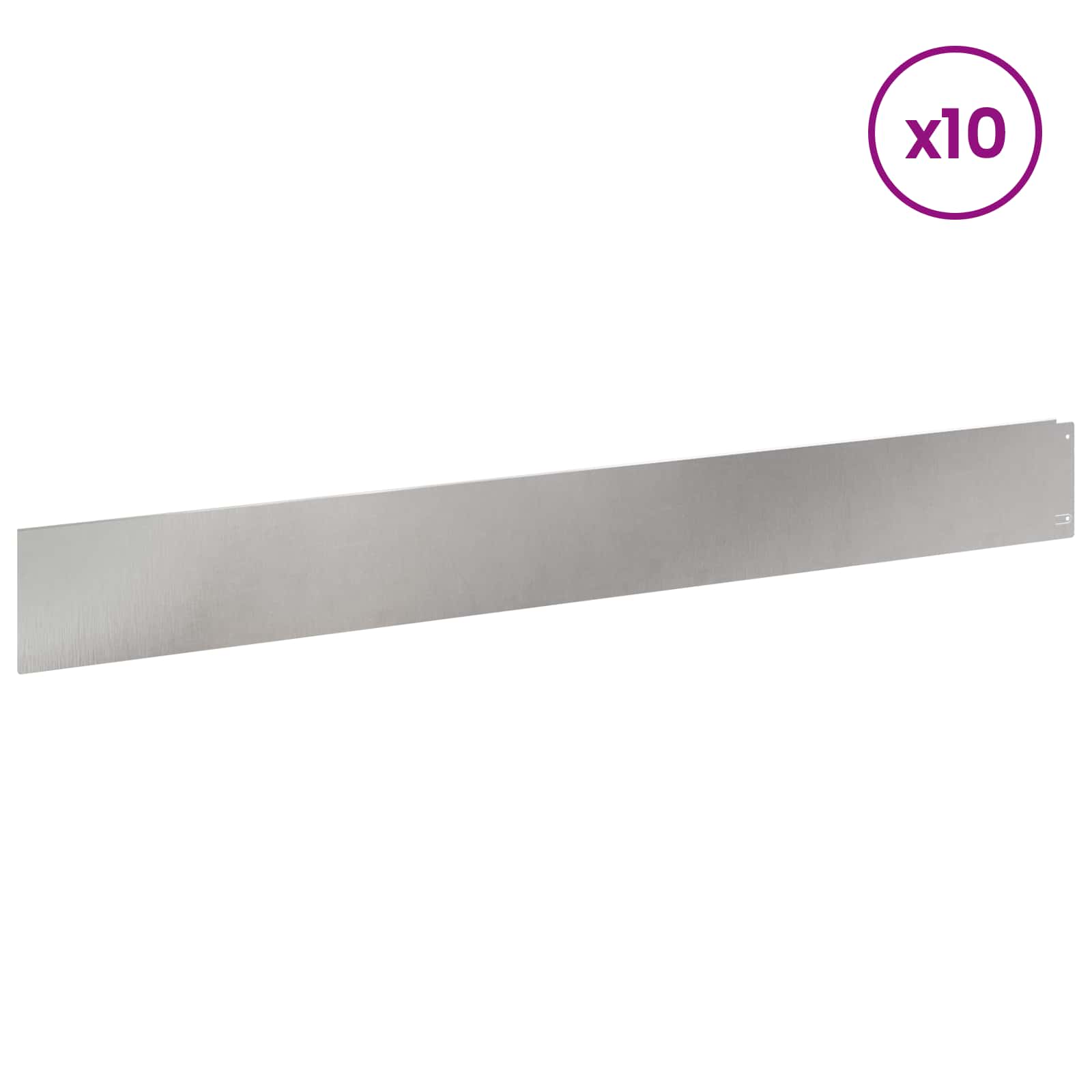 vidaXL Krawężnik do trawnika 10 pcs 100 x 12 cm Stal srebrny
