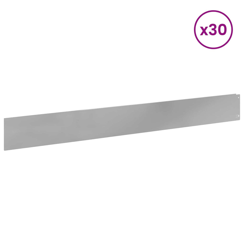 vidaXL Krawężnik do trawnika 30 pcs 100 x 12 cm Stal srebrny