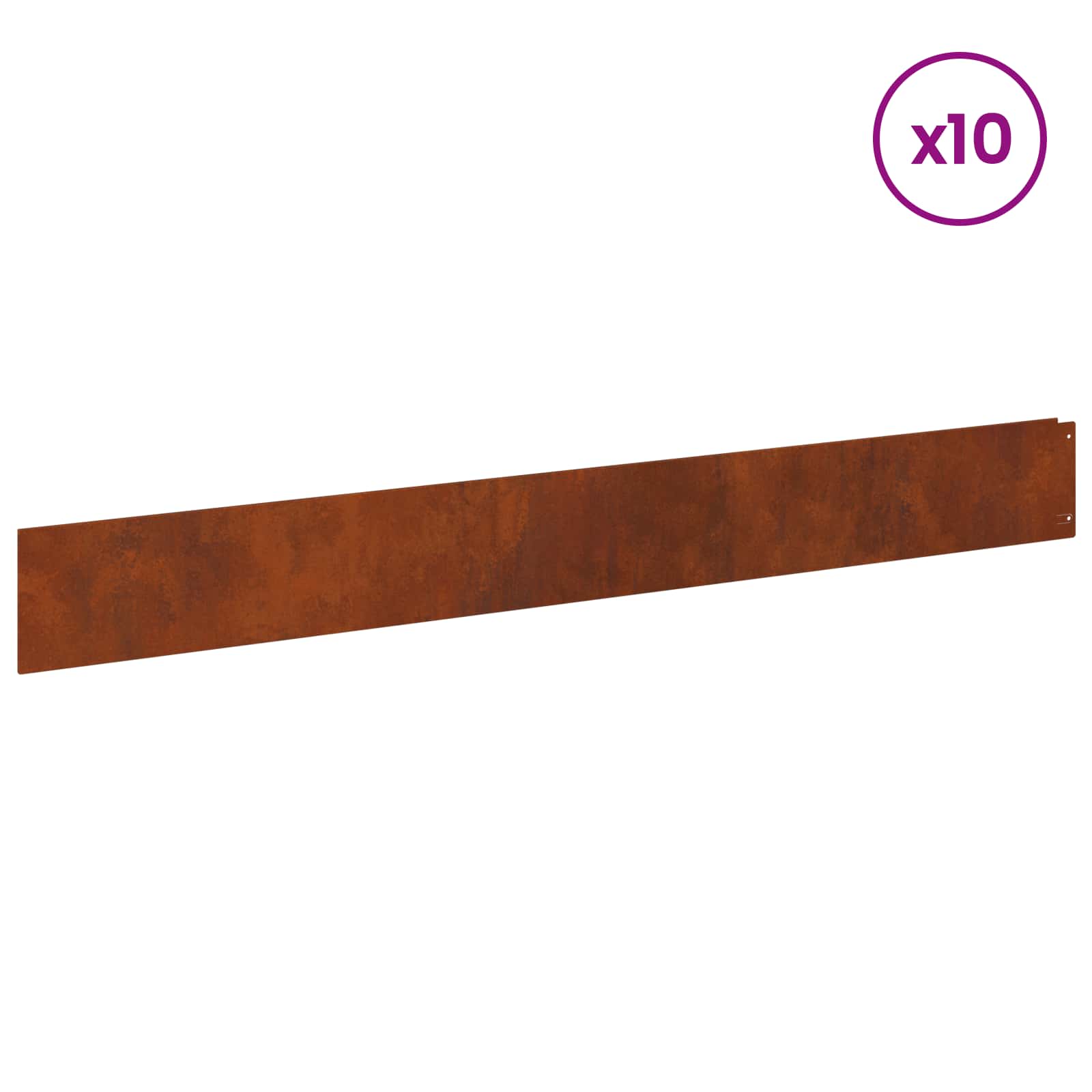 vidaXL Krawężnik do trawnika 10 pcs 100 x 12 cm Stal Rdzawy