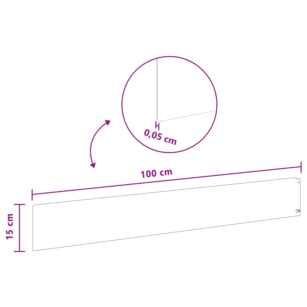vidaXL Obrzeże trawnikowe z górnym zagięciem 20 szt. 100x15cm Stal