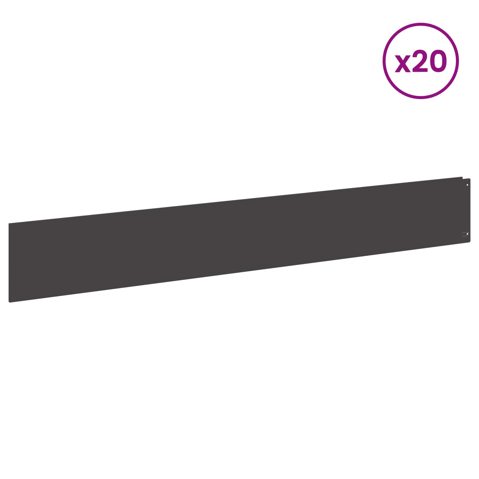 vidaXL Obrzeże trawnikowe z górnym zagięciem 20 szt. 100x15cm Stal