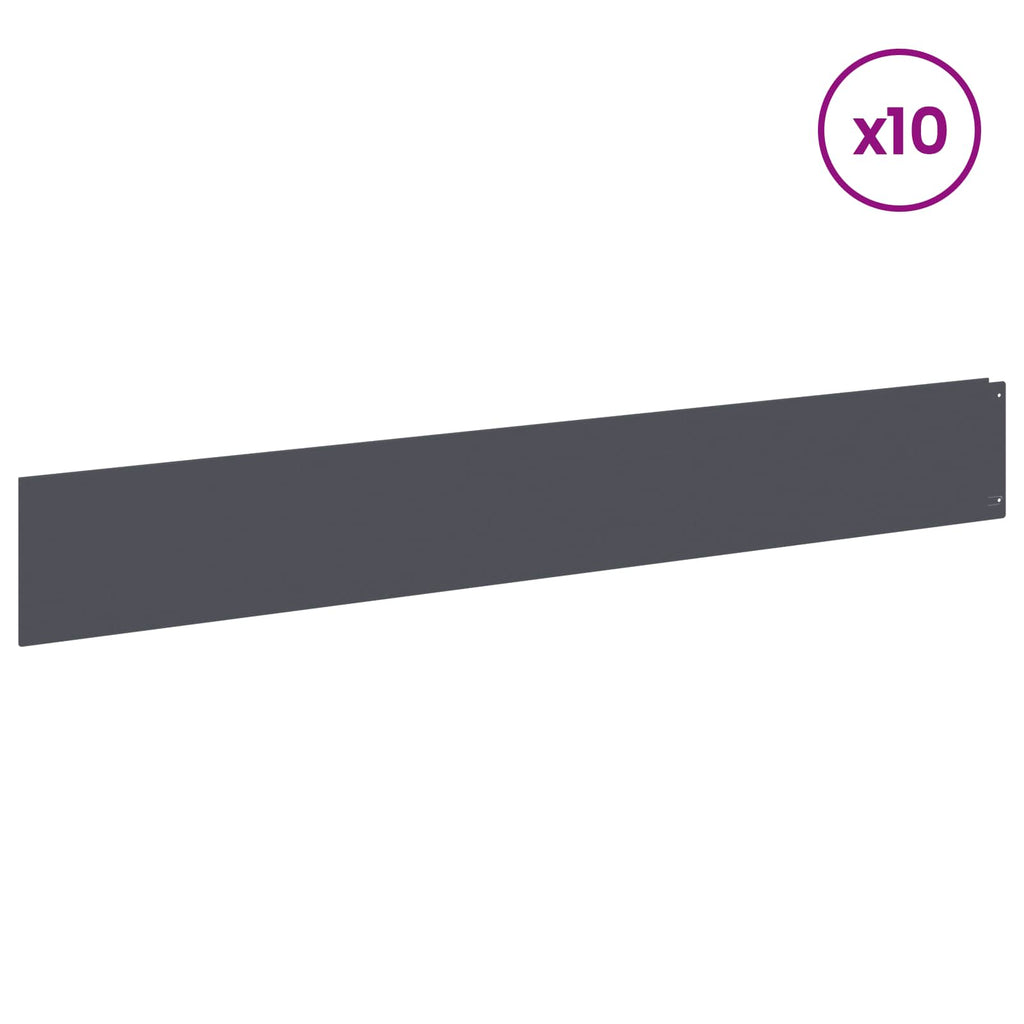 vidaXL Krawężnik do trawnika 10 pcs 100 x 15 cm Stal antracytowy