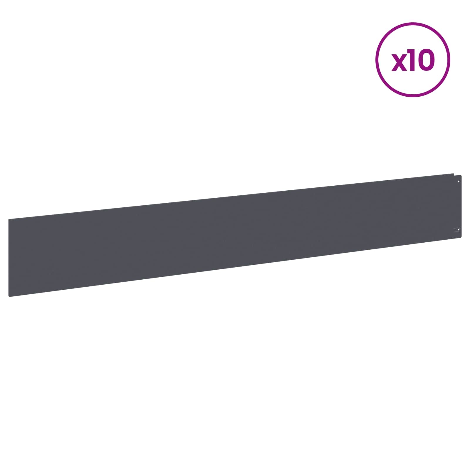 vidaXL Krawężnik do trawnika 10 pcs 100 x 15 cm Stal antracytowy