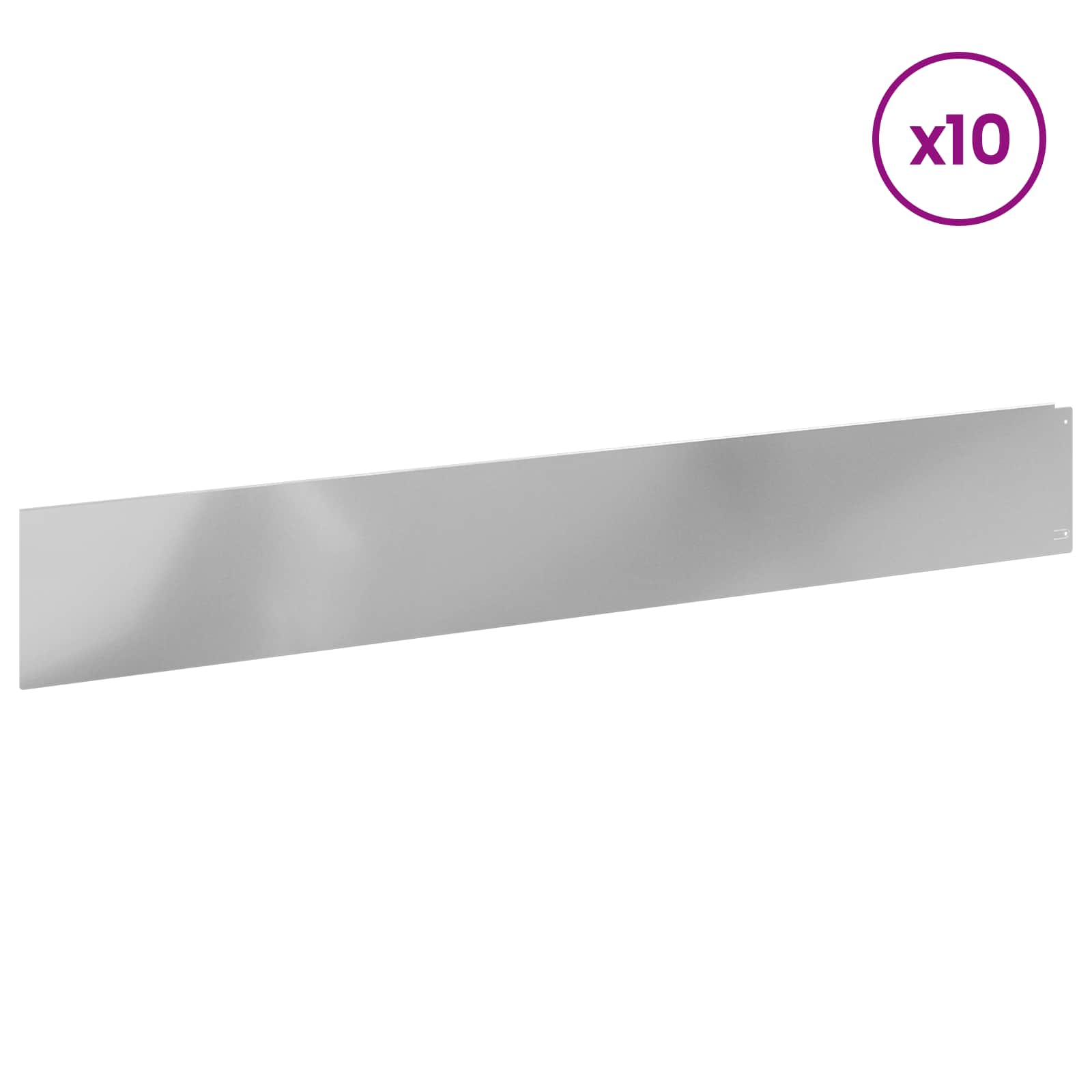 vidaXL Krawężnik do trawnika 10 pcs 100 x 15 cm Stal srebrny