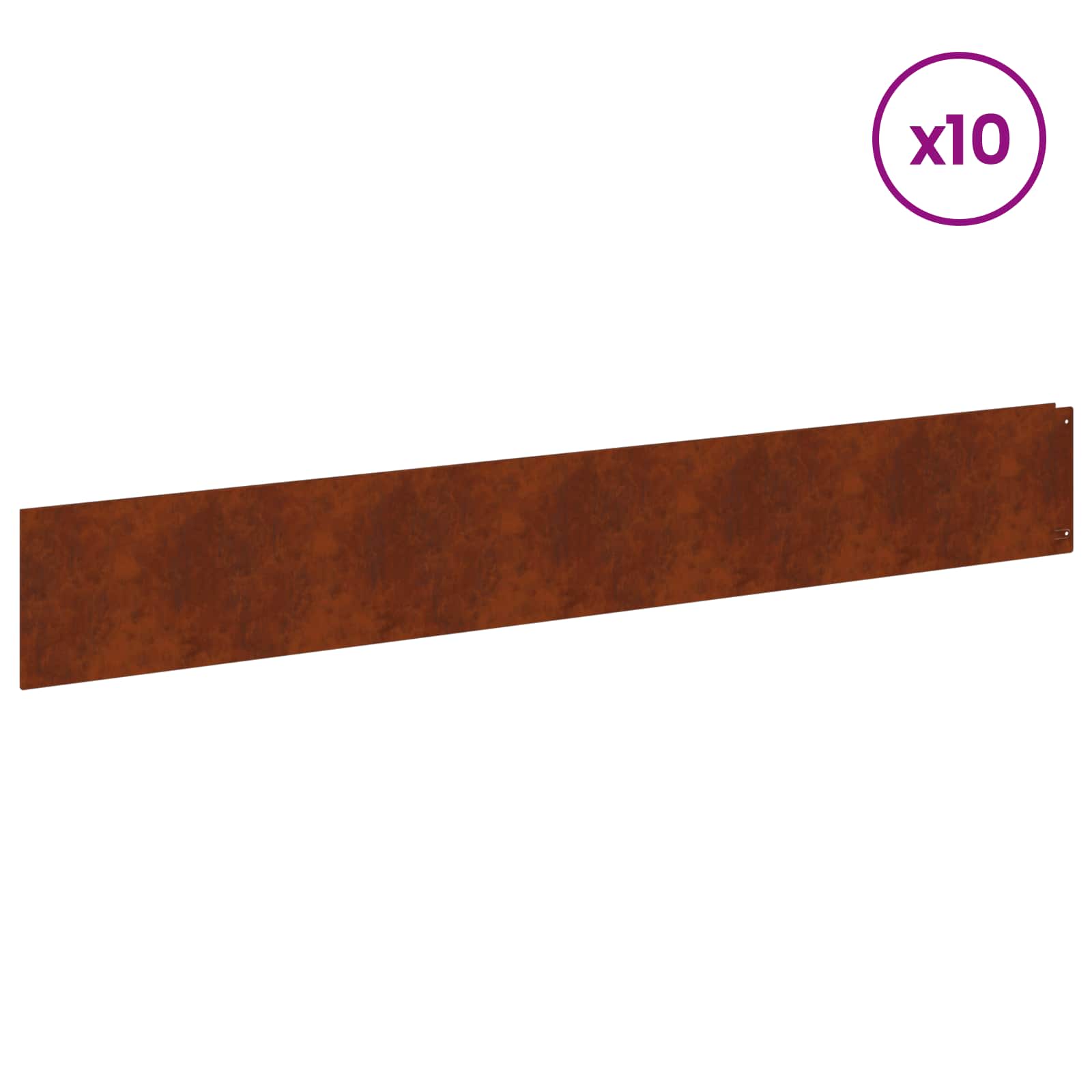 vidaXL Krawężnik do trawnika 10 pcs 100 x 15 cm Stal Rdzawy