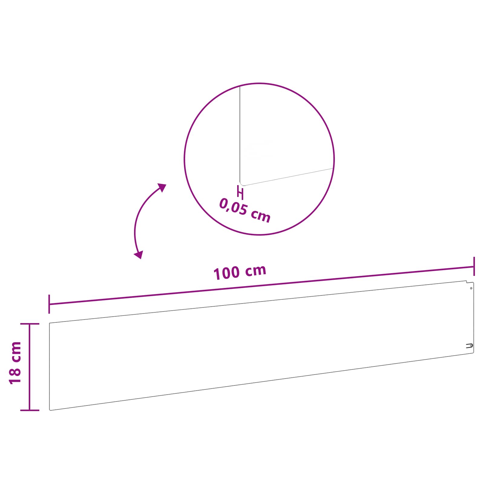 vidaXL Krawężnik do trawnika 20 pcs 100 x 18 cm Stal srebrny
