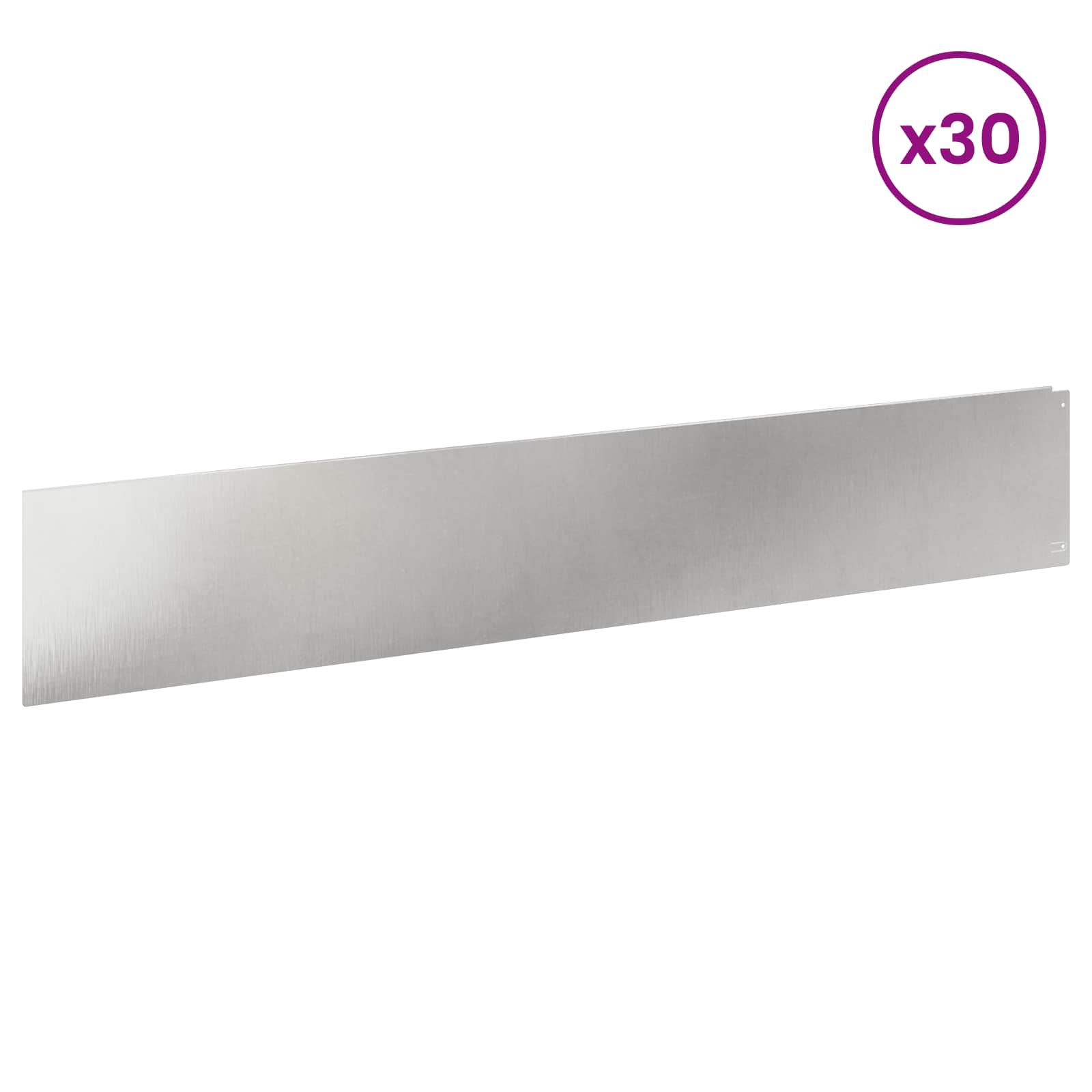 vidaXL Krawężnik do trawnika 30 pcs 100 x 18 cm Stal srebrny