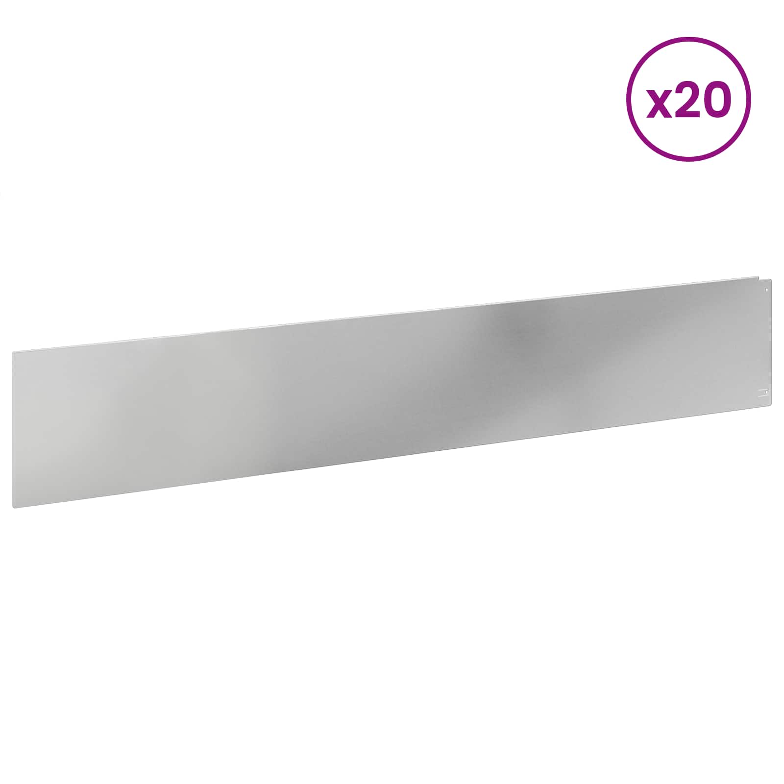 vidaXL Krawężnik do trawnika 20 pcs 100 x 18 cm Stal srebrny