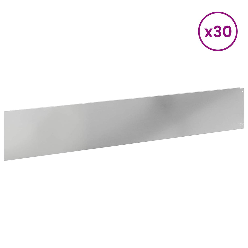 vidaXL Krawężnik do trawnika 30 pcs 100 x 18 cm Stal srebrny
