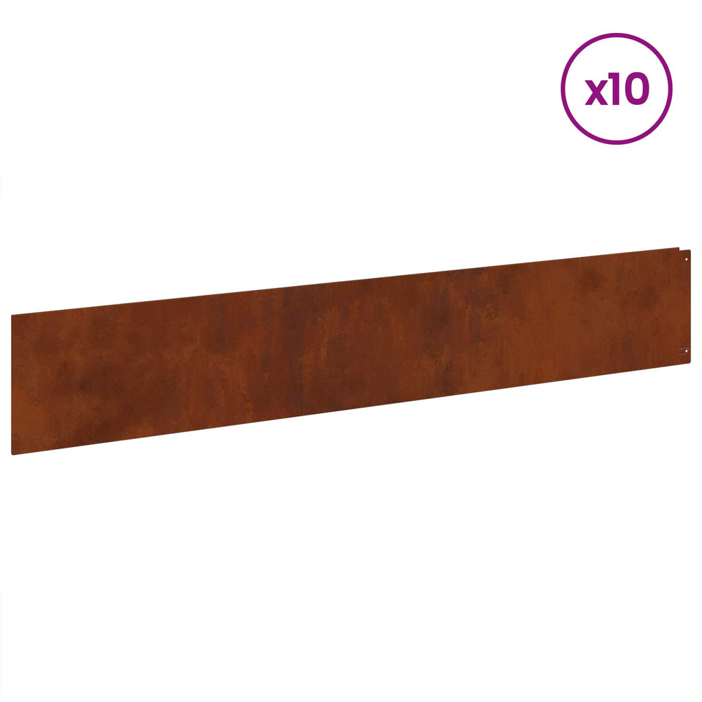 vidaXL Krawężnik do trawnika 10 pcs 100 x 18 cm Stal Rdzawy