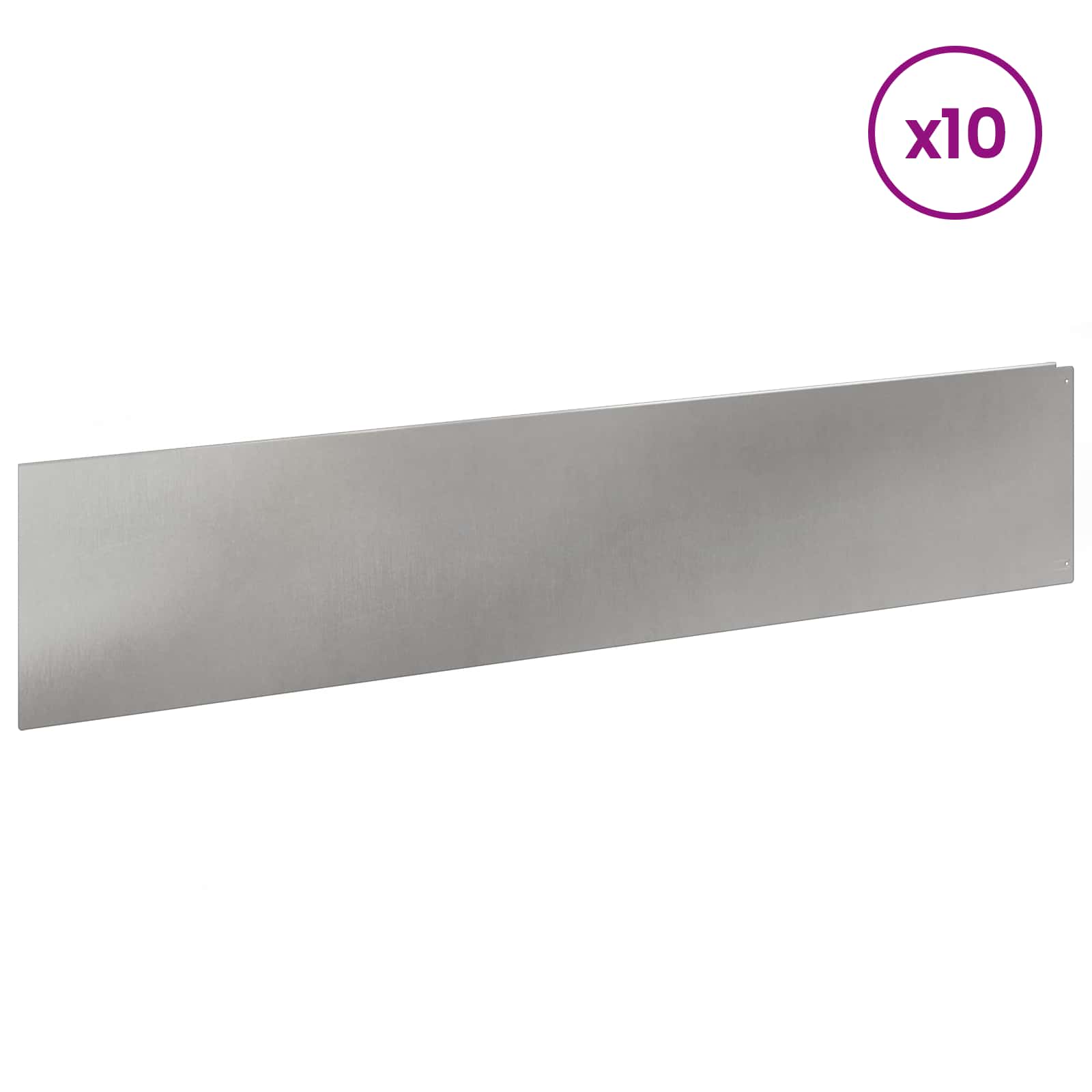 vidaXL Krawężnik do trawnika 10 szt. 100 x 22 cm Stal srebrny