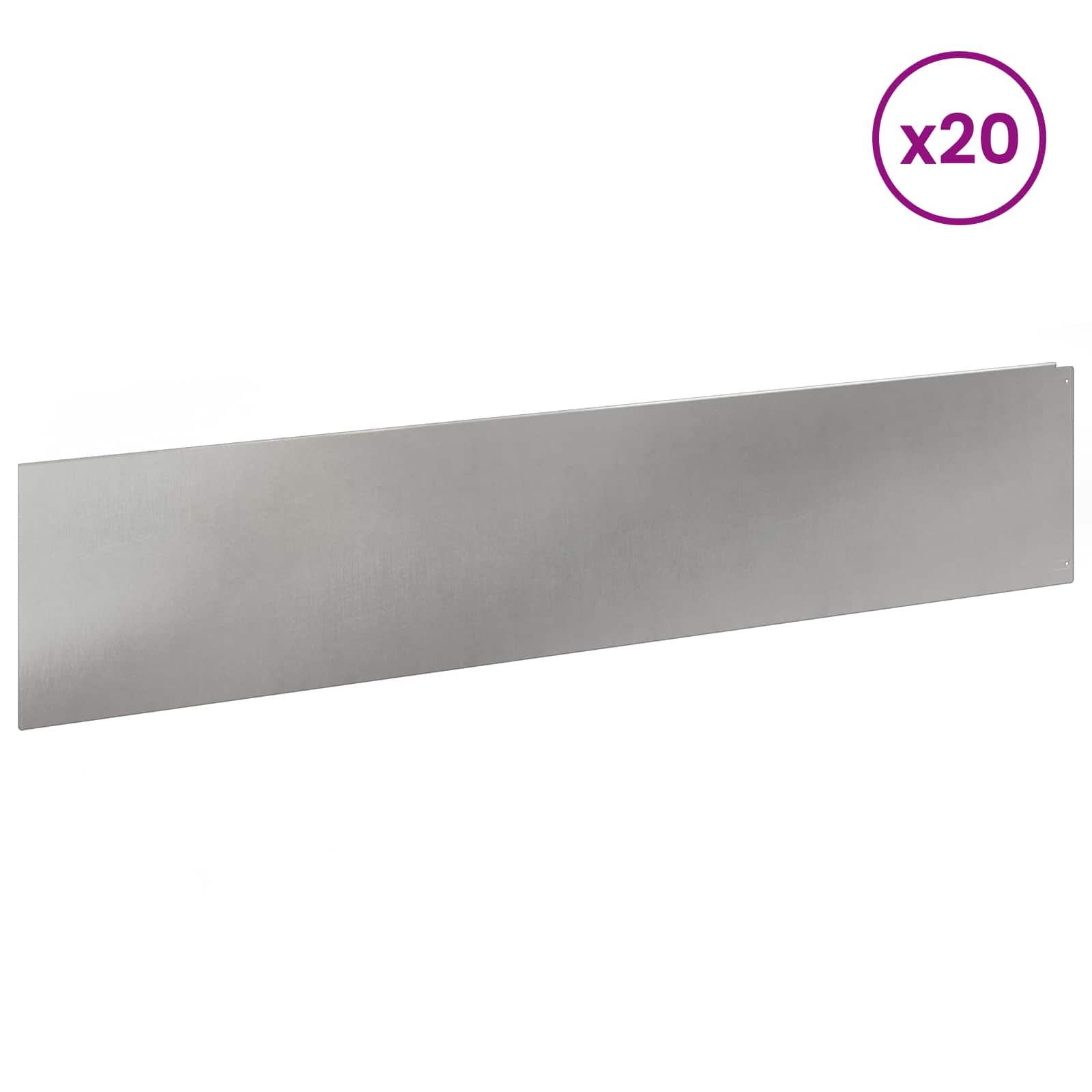 vidaXL Krawężnik do trawnika 20 szt. 100 x 22 cm Stal srebrny
