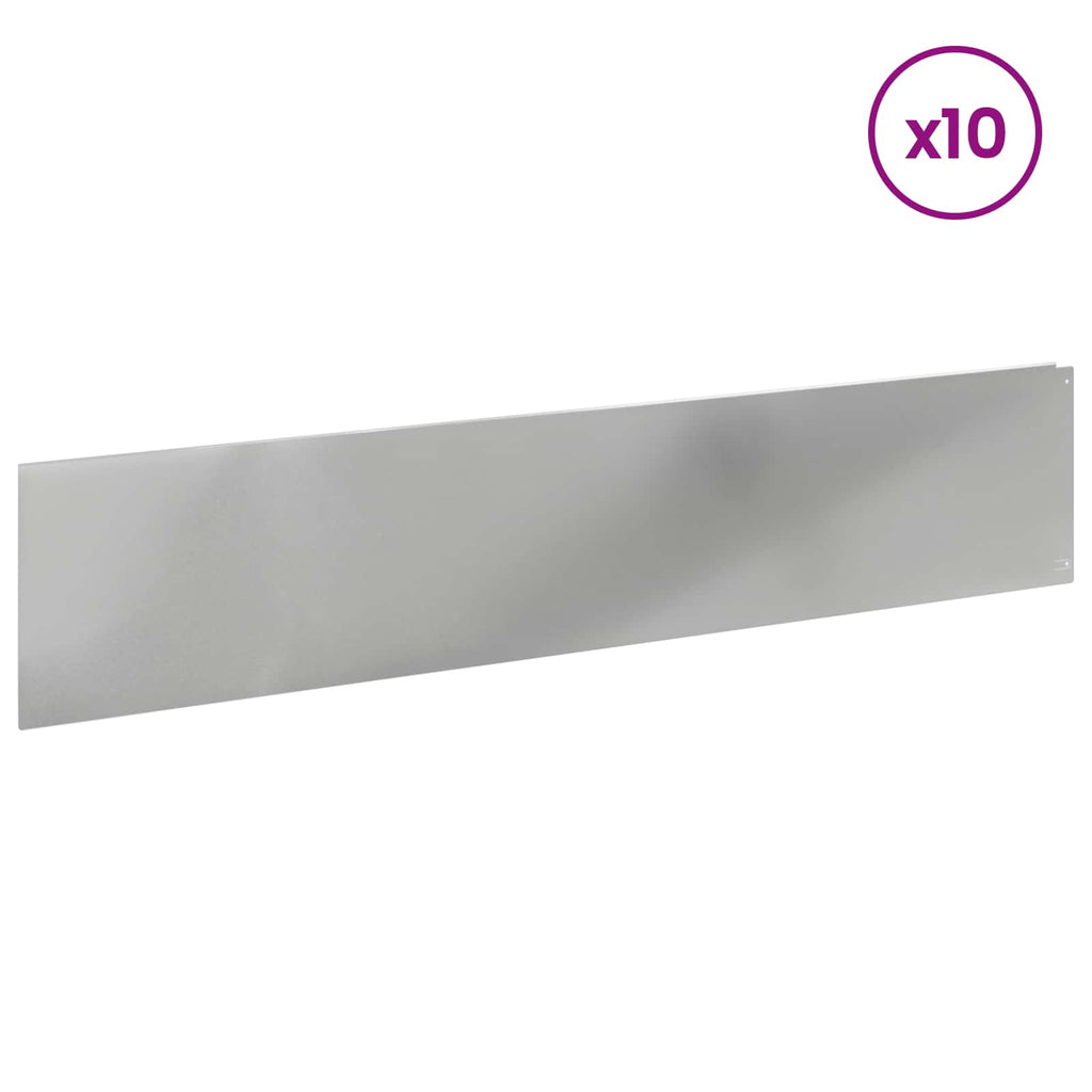vidaXL Krawężnik do trawnika 10 pcs 100 x 22 cm Stal srebrny