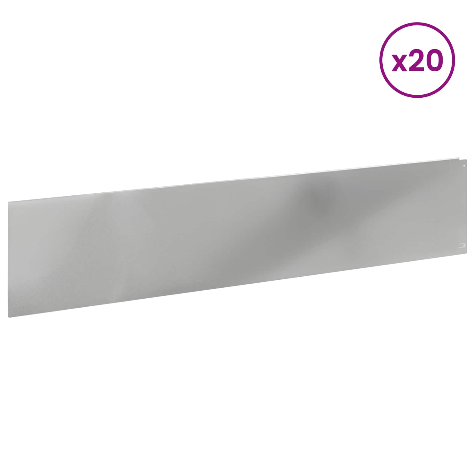 vidaXL Krawężnik do trawnika 20 pcs 100 x 22 cm Stal srebrny