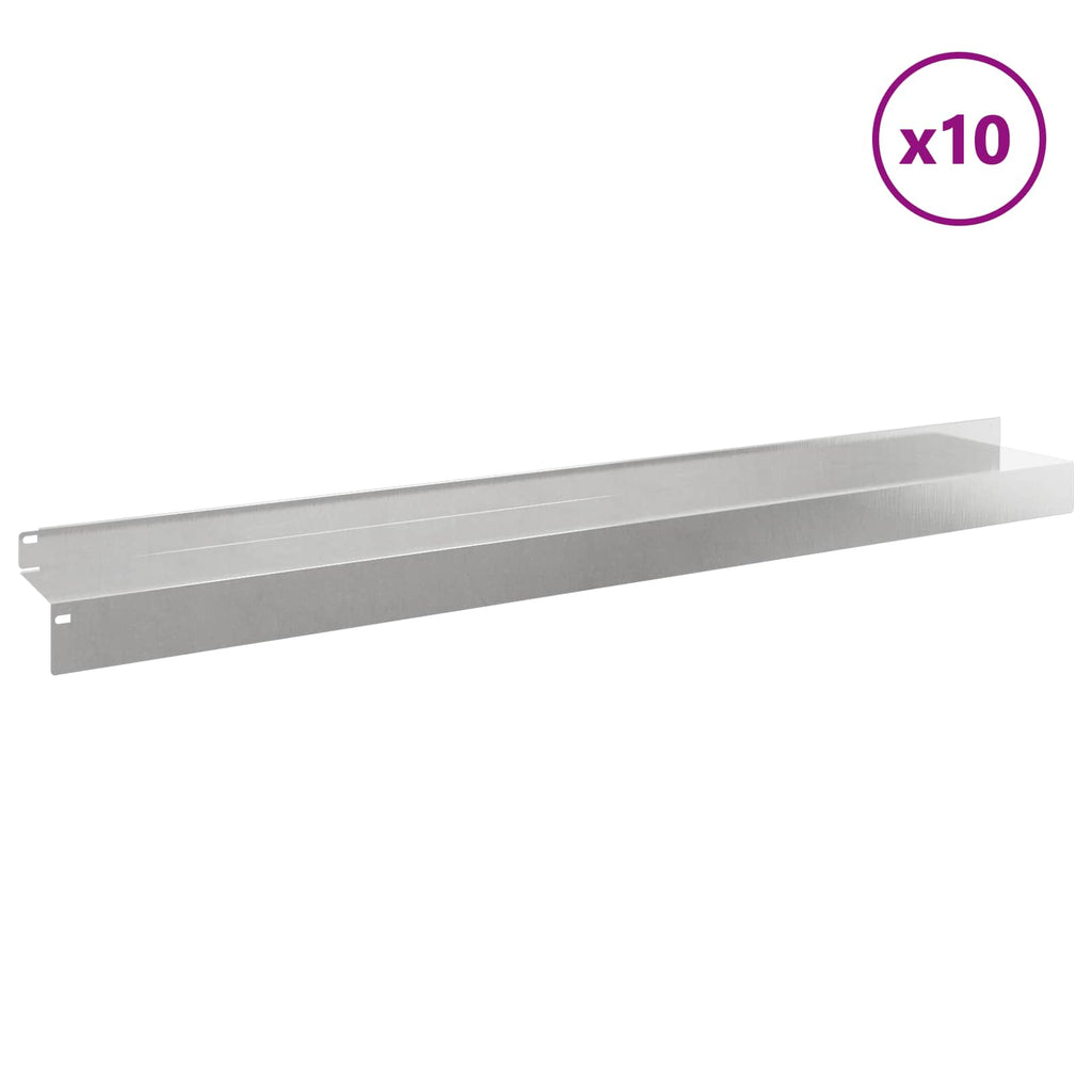 vidaXL Krawężnik do trawnika 10 pcs 100 x 10 x 8 cm Stal srebrny