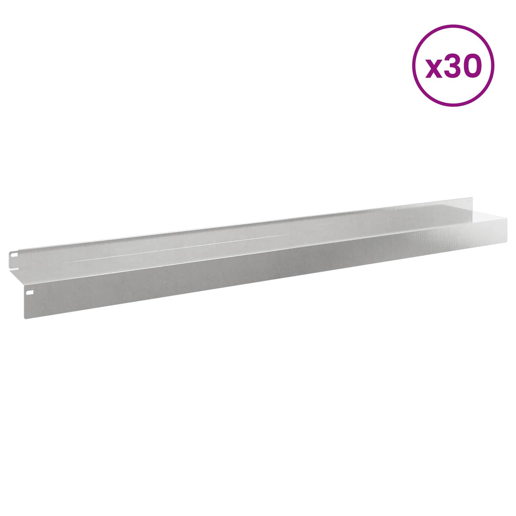 vidaXL Krawężnik do trawnika 30 pcs 100 x 10 x 8 cm Stal srebrny