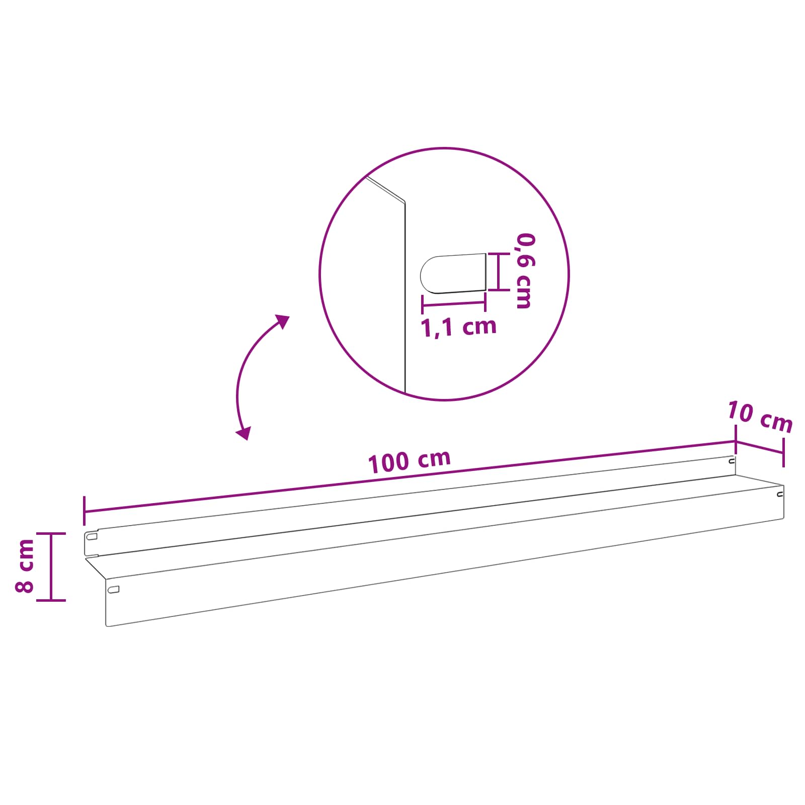vidaXL Krawężnik do trawnika 20 pcs 100 x 10 x 8 cm Stal srebrny