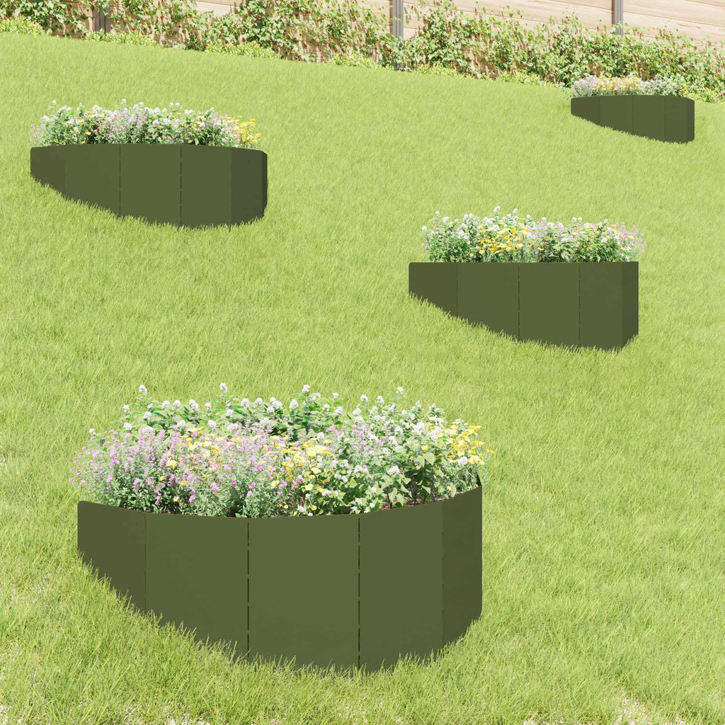 vidaXL Krawężnik do trawnika 4 szt. 100 x 45 cm Stal Oliwkowy zielony