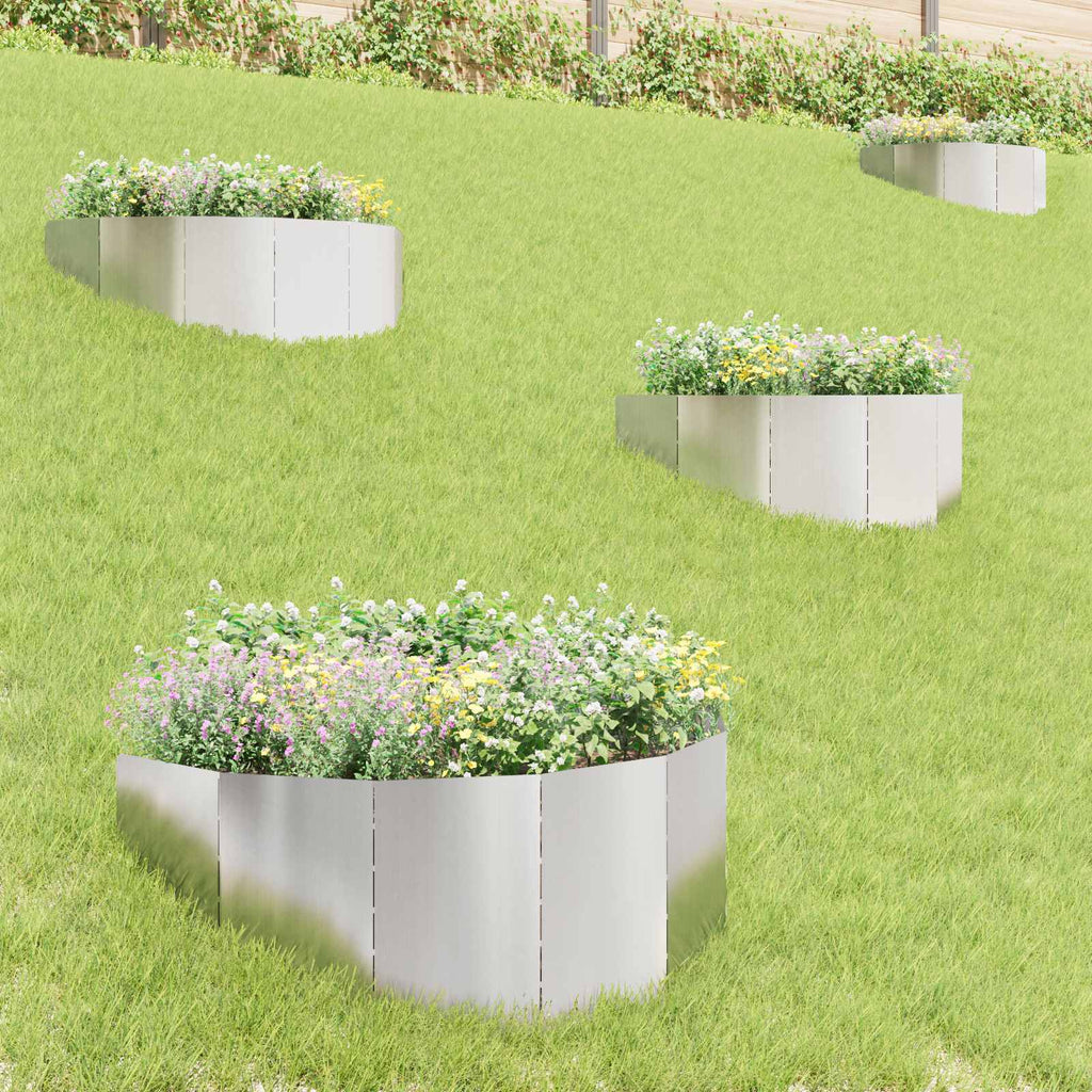 vidaXL Krawężnik do trawnika 4 szt. 100 x 45 cm Stal srebrny