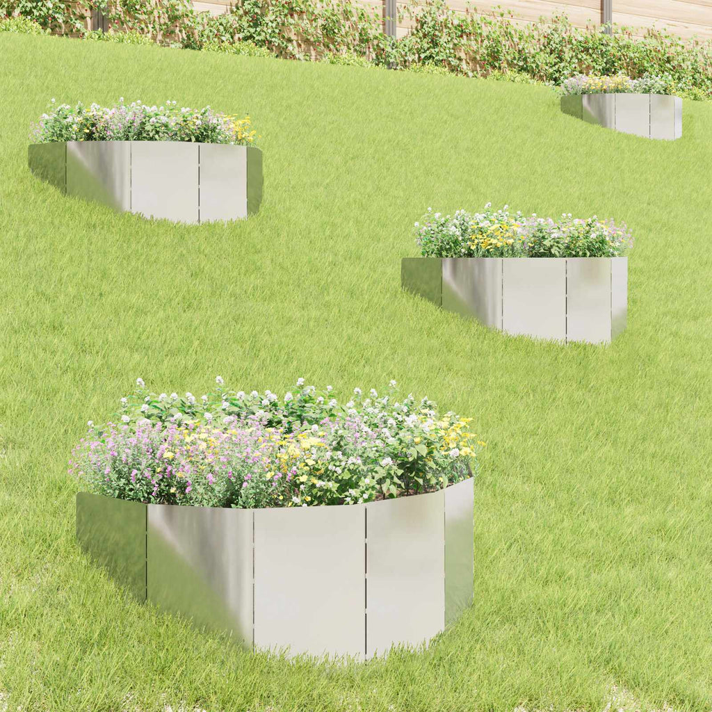 vidaXL Krawężnik do trawnika 4 pcs 100 x 45 cm Stal srebrny