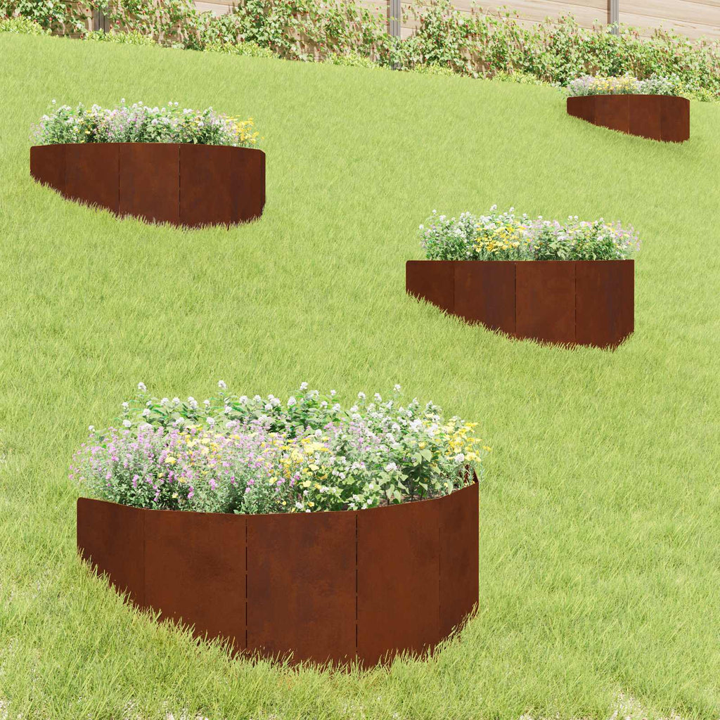 vidaXL Krawężnik do trawnika 4 pcs 100 x 45 cm Stal Rdzawy