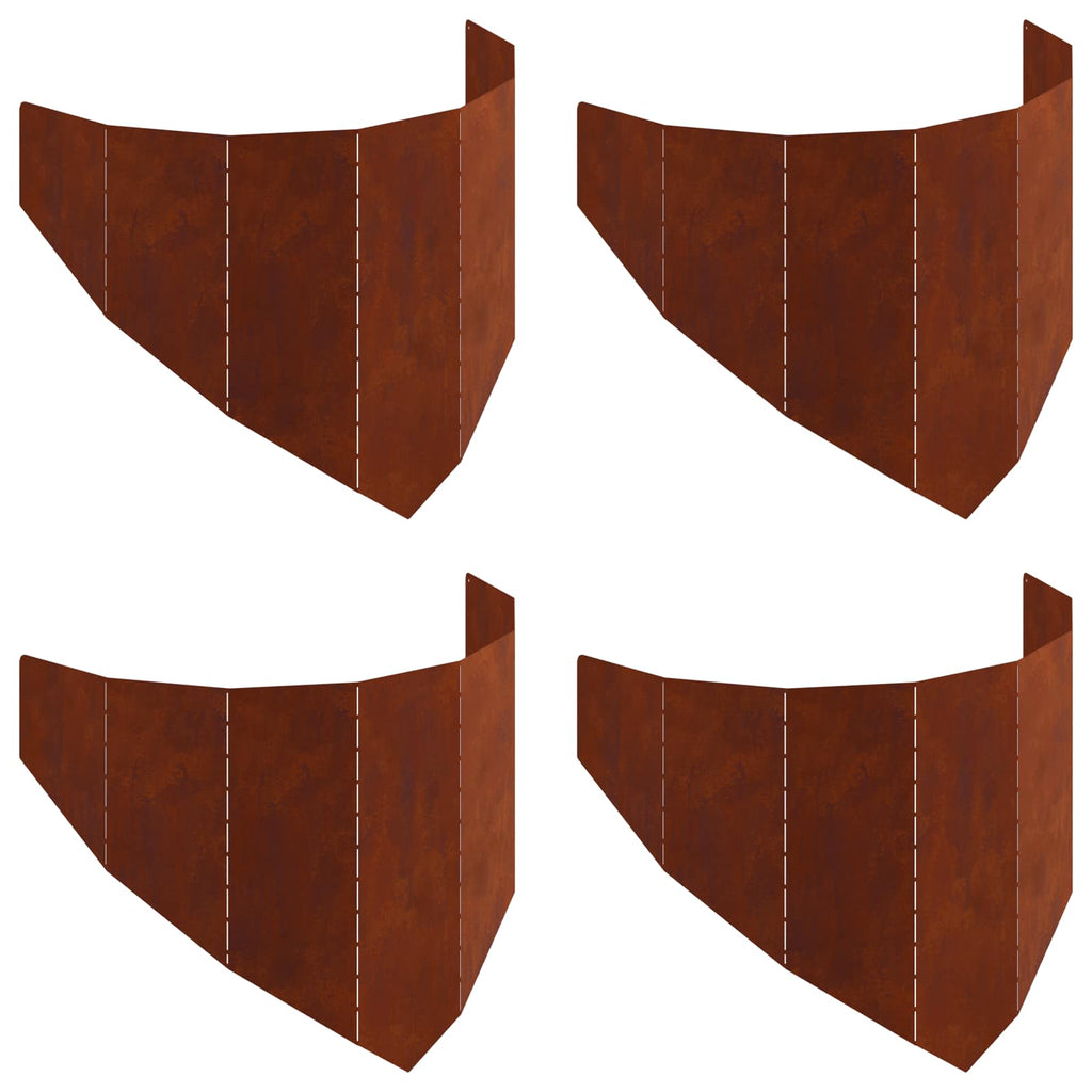 vidaXL Krawężnik do trawnika 4 pcs 100 x 45 cm Stal Rdzawy