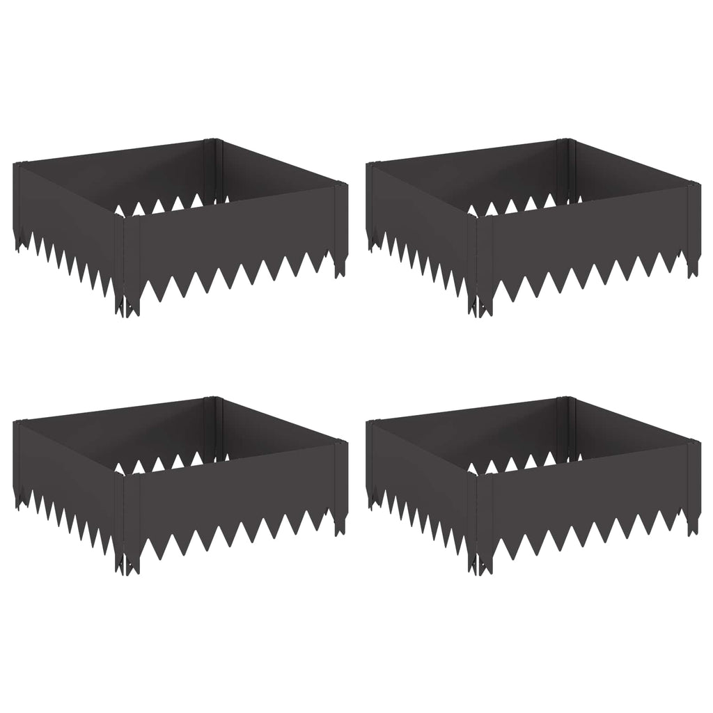 vidaXL Krawężnik do trawnika 4 pcs 60 x 60 x 20 cm Stal Czarny
