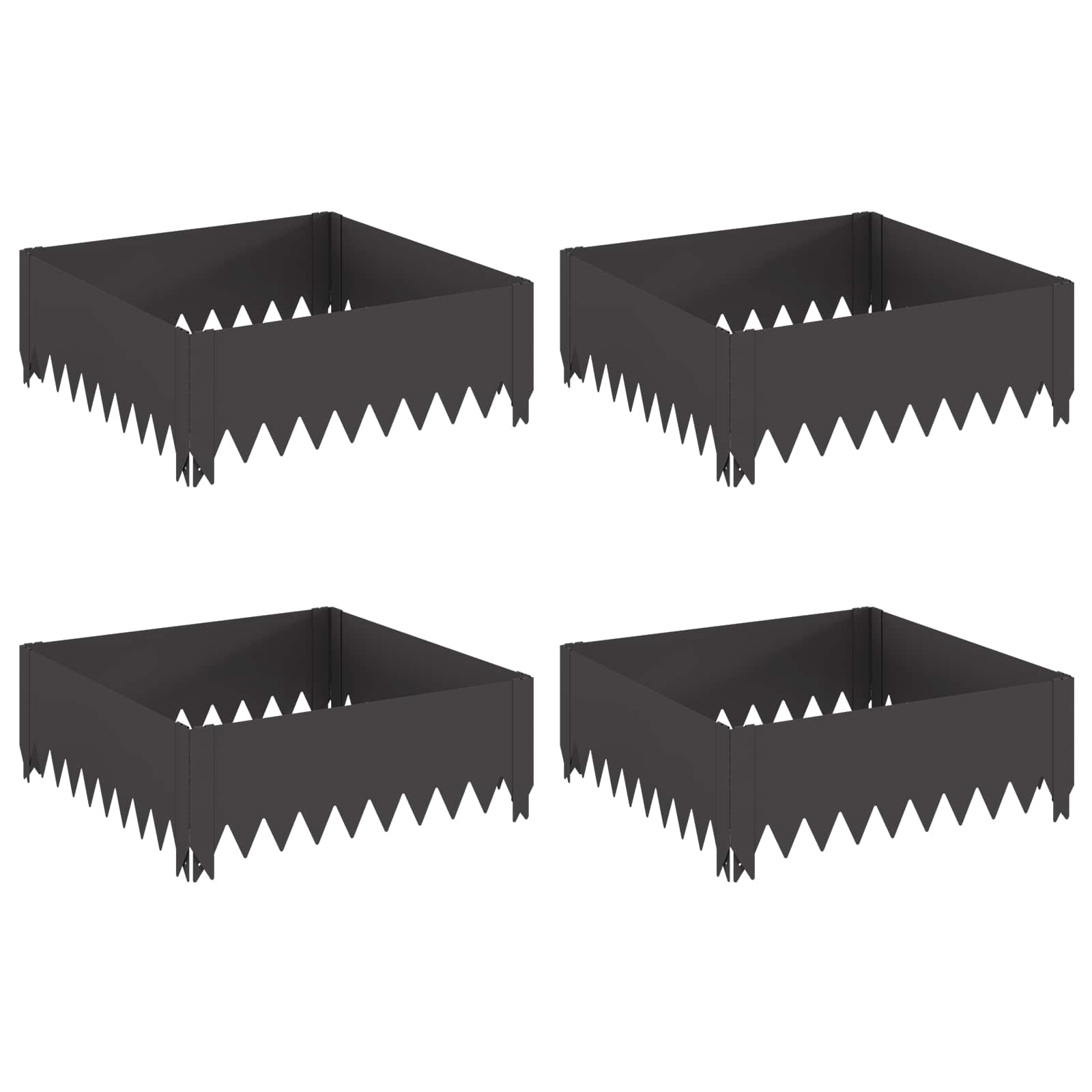 vidaXL Krawężnik do trawnika 4 pcs 60 x 60 x 20 cm Stal Czarny