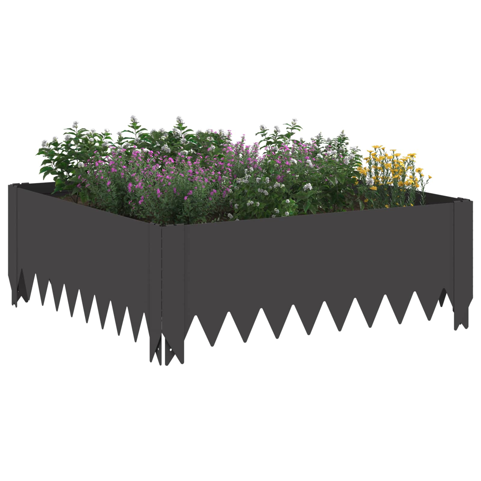 vidaXL Krawężnik do trawnika 4 pcs 60 x 60 x 20 cm Stal Czarny