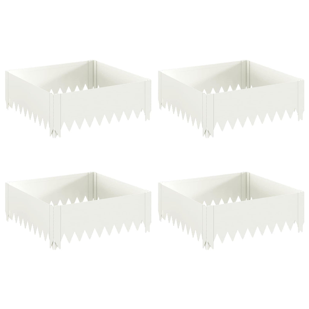 vidaXL Krawężnik do trawnika 4 szt. 60 x 60 x 20 cm Stal Biały