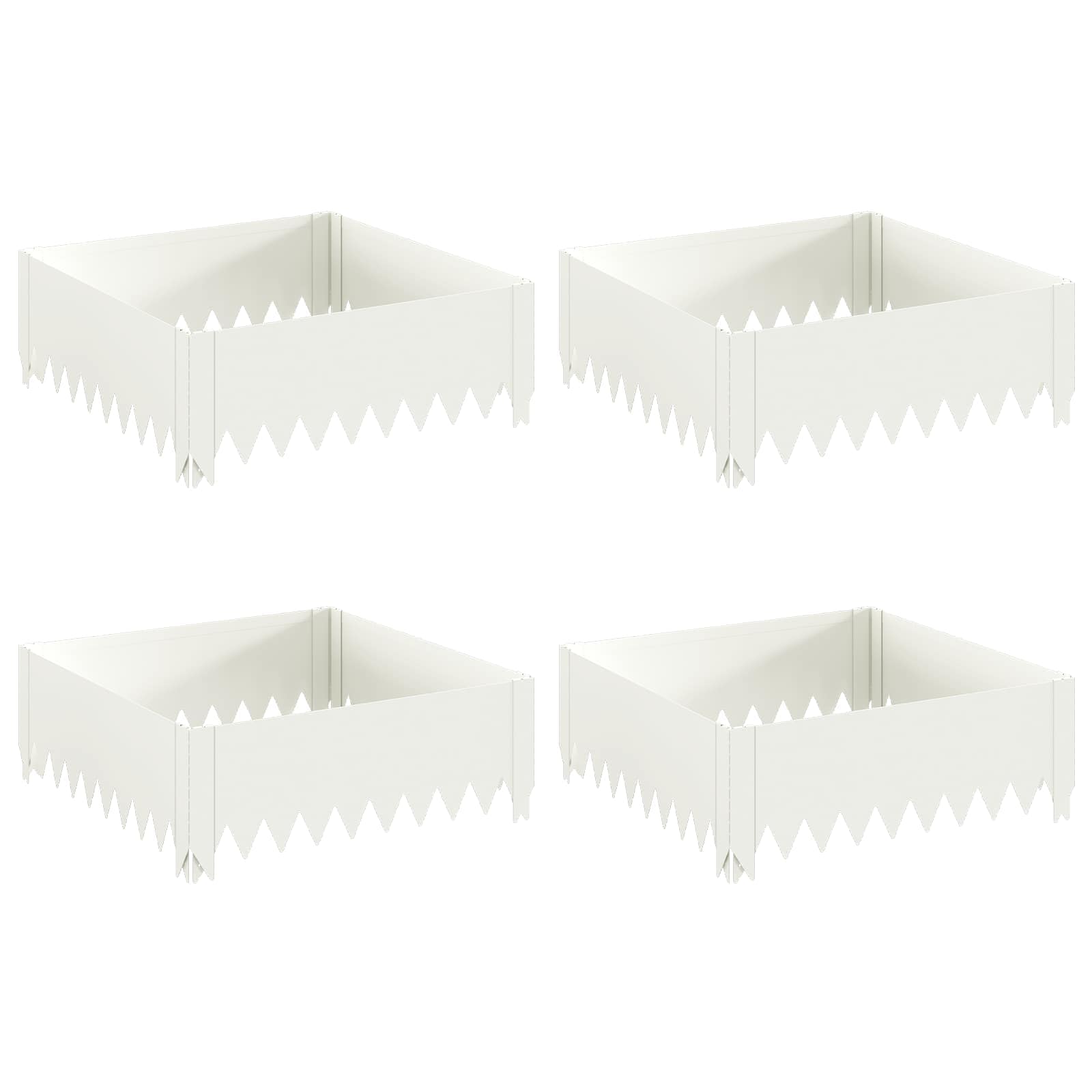 vidaXL Krawężnik do trawnika 4 szt. 60 x 60 x 20 cm Stal Biały