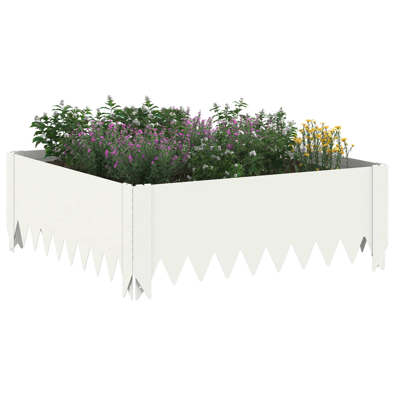 vidaXL Krawężnik do trawnika 4 szt. 60 x 60 x 20 cm Stal Biały