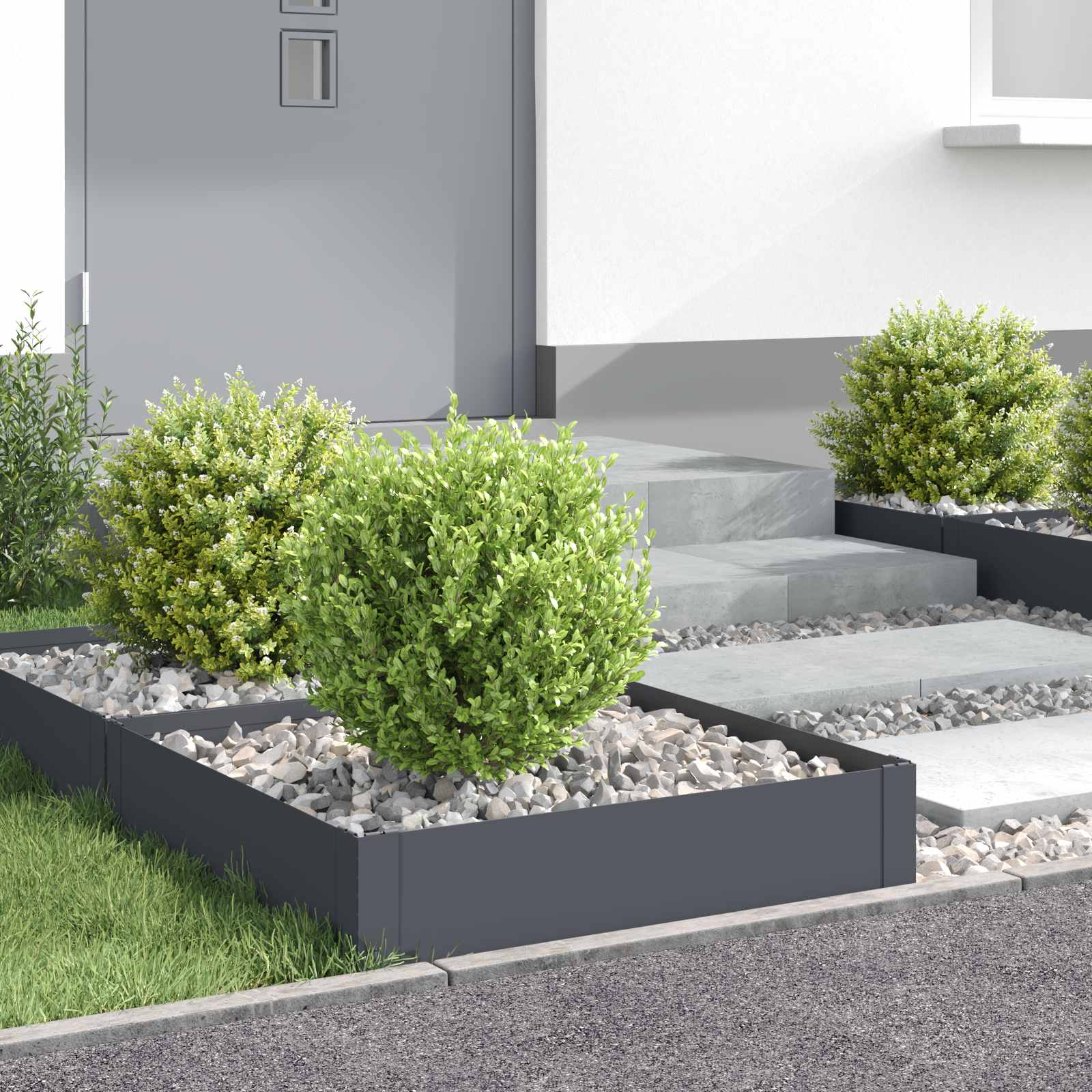 vidaXL Krawężnik do trawnika 4 szt. 60 x 60 x 20 cm Stal antracytowy