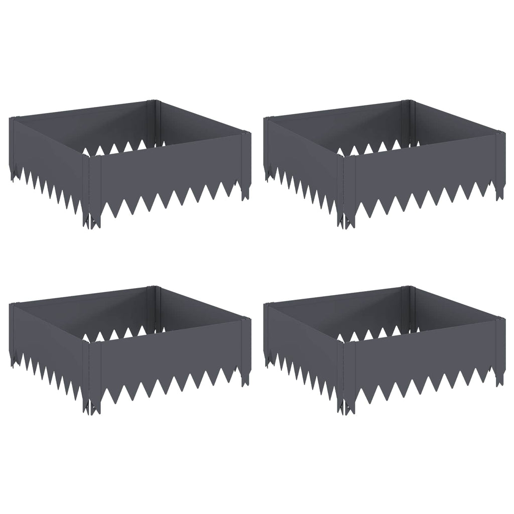 vidaXL Krawężnik do trawnika 4 szt. 60 x 60 x 20 cm Stal antracytowy