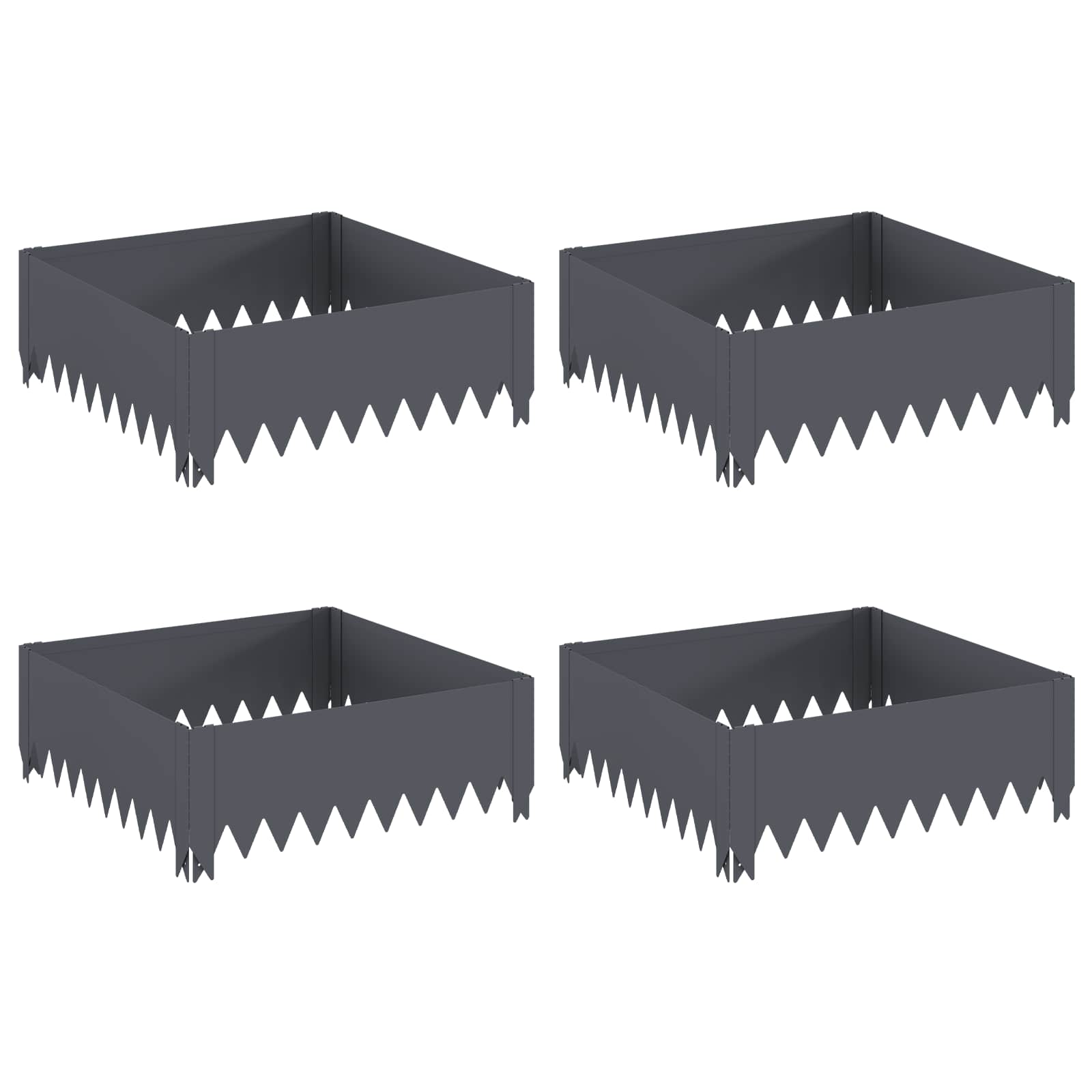 vidaXL Krawężnik do trawnika 4 szt. 60 x 60 x 20 cm Stal antracytowy