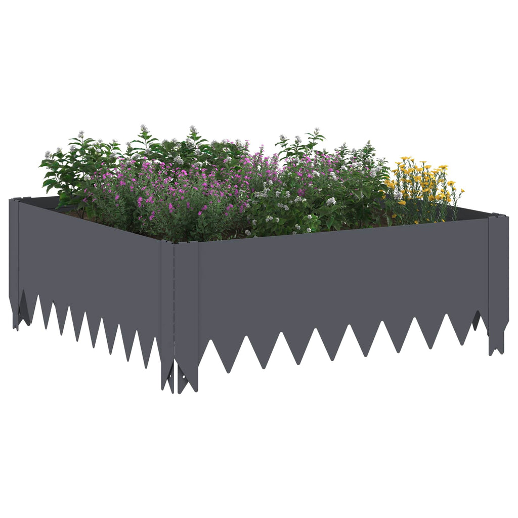 vidaXL Krawężnik do trawnika 4 szt. 60 x 60 x 20 cm Stal antracytowy