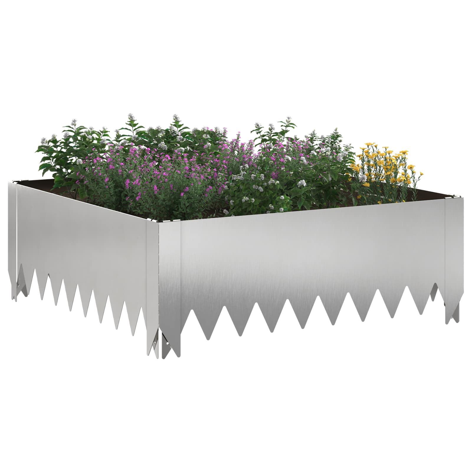 vidaXL Krawężnik do trawnika 60 x 60 x 20 cm Stal srebrny
