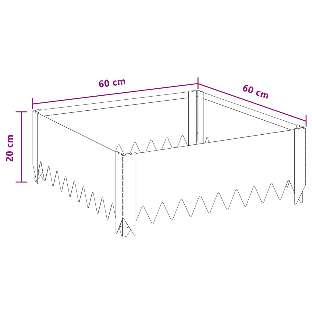 vidaXL Krawężnik do trawnika 60 x 60 x 20 cm Stal srebrny