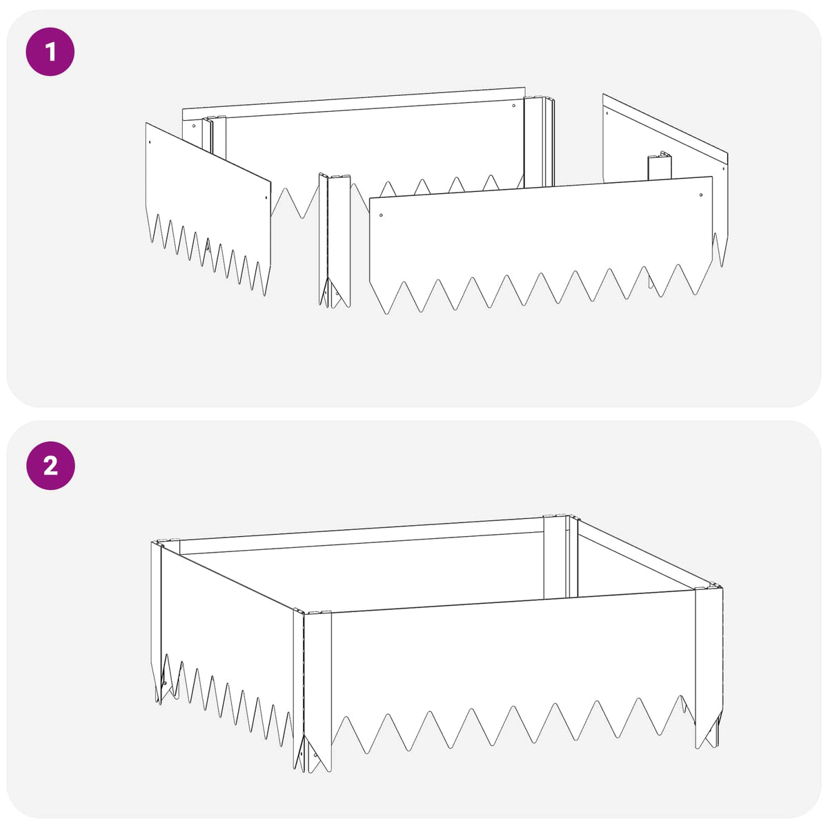vidaXL Krawężnik do trawnika 4 szt. 60 x 60 x 20 cm Stal srebrny