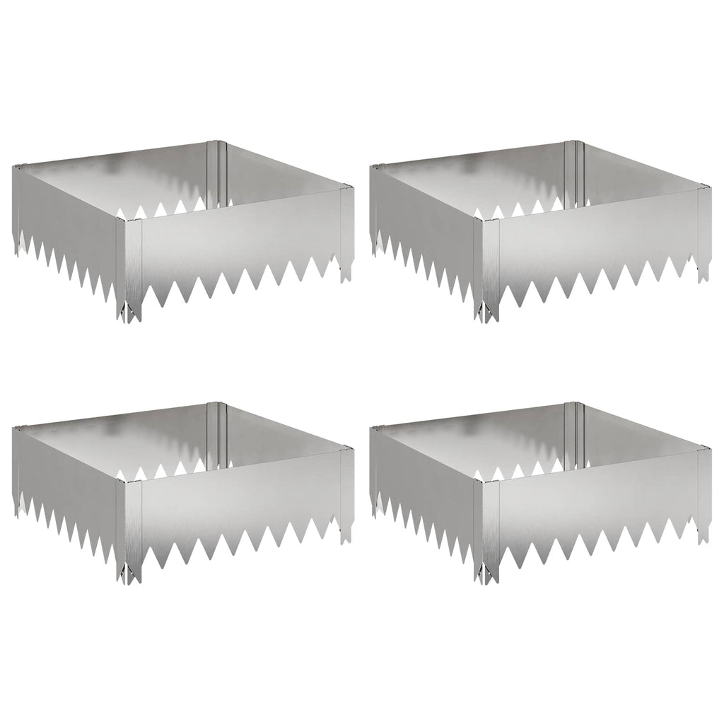 vidaXL Krawężnik do trawnika 4 szt. 60 x 60 x 20 cm Stal srebrny