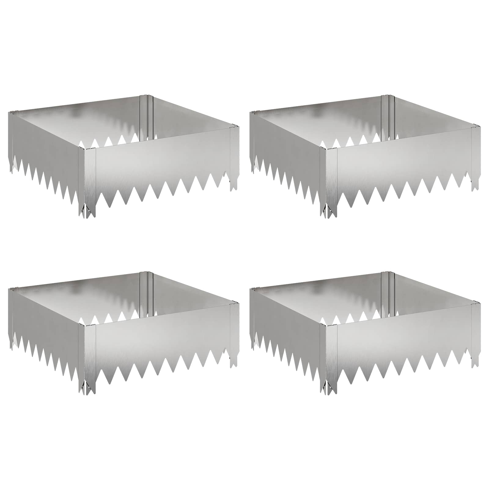 vidaXL Krawężnik do trawnika 4 szt. 60 x 60 x 20 cm Stal srebrny