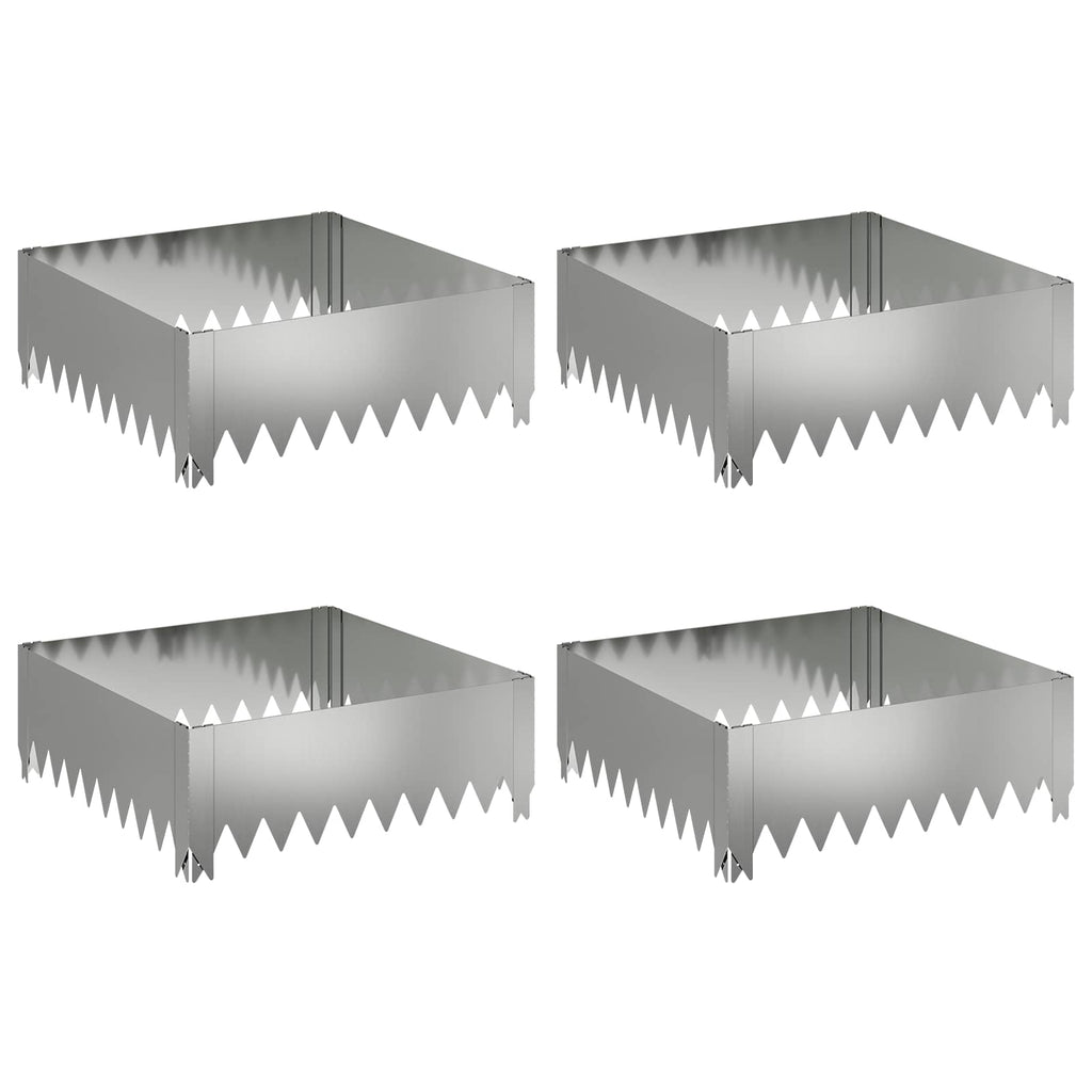 vidaXL Krawężnik do trawnika 4 pcs 60 x 60 x 20 cm Stal srebrny