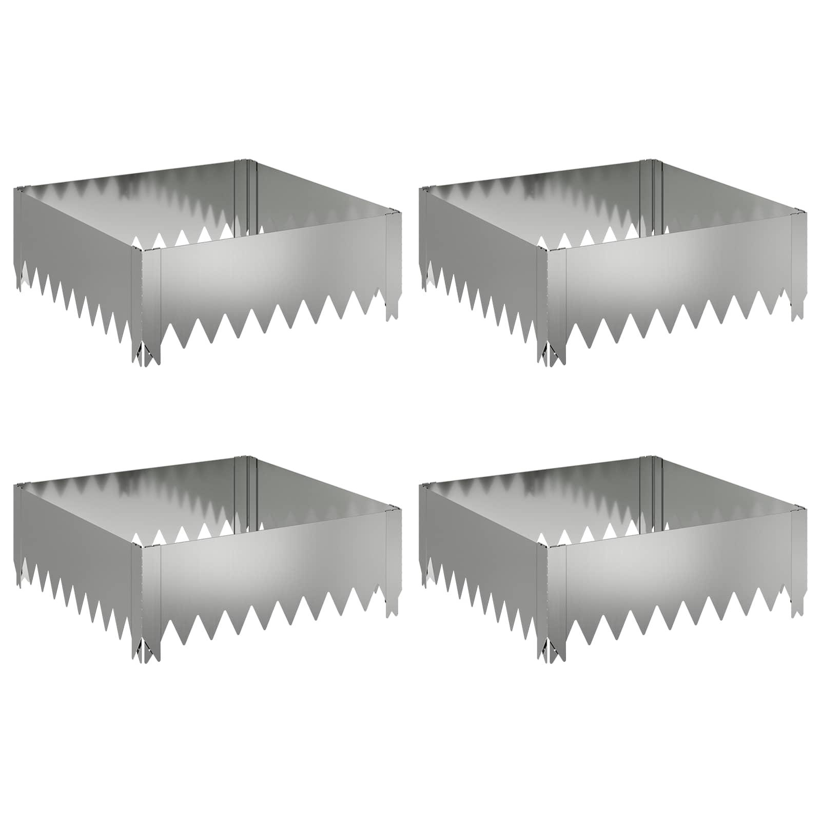 vidaXL Krawężnik do trawnika 4 pcs 60 x 60 x 20 cm Stal srebrny