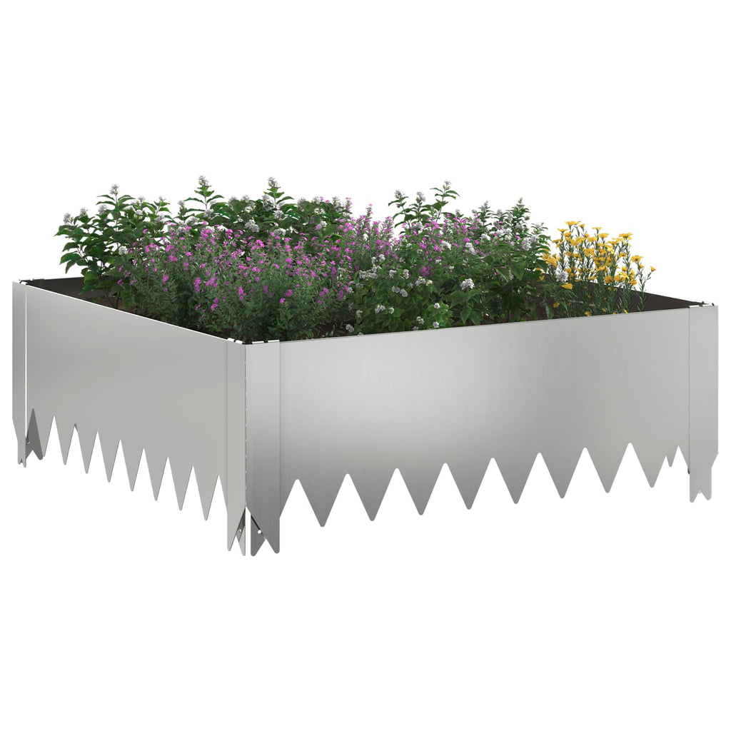 vidaXL Krawężnik do trawnika 4 pcs 60 x 60 x 20 cm Stal srebrny