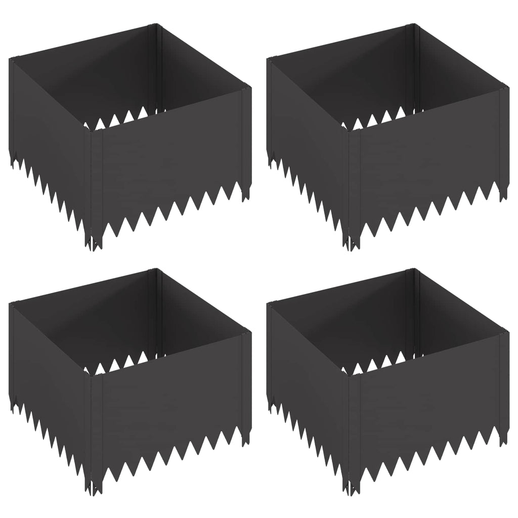 vidaXL Krawężnik do trawnika 4 pcs 60 x 60 x 35 cm Stal Czarny
