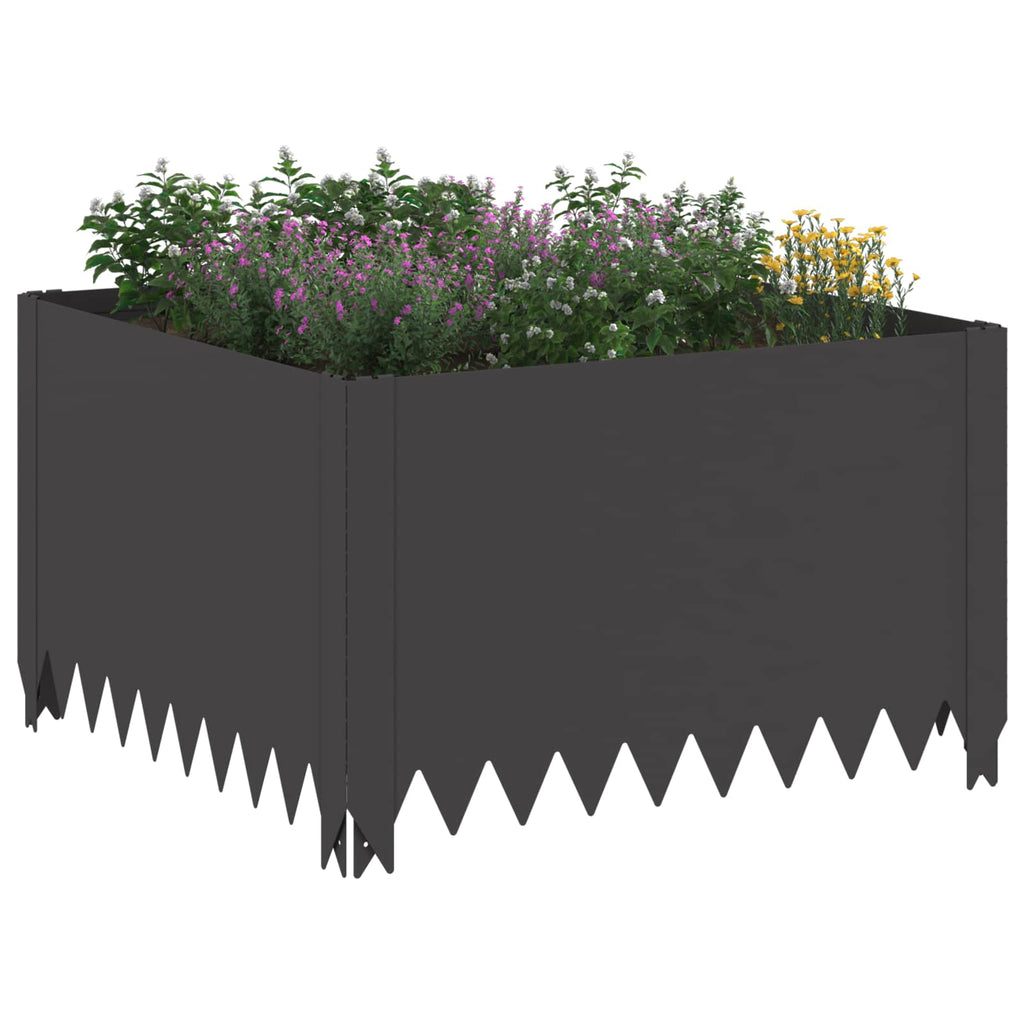 vidaXL Krawężnik do trawnika 4 pcs 60 x 60 x 35 cm Stal Czarny